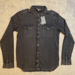 John Varvatos Shirt Mens Small Black Mineral Snap Front Western Pockets Cotton